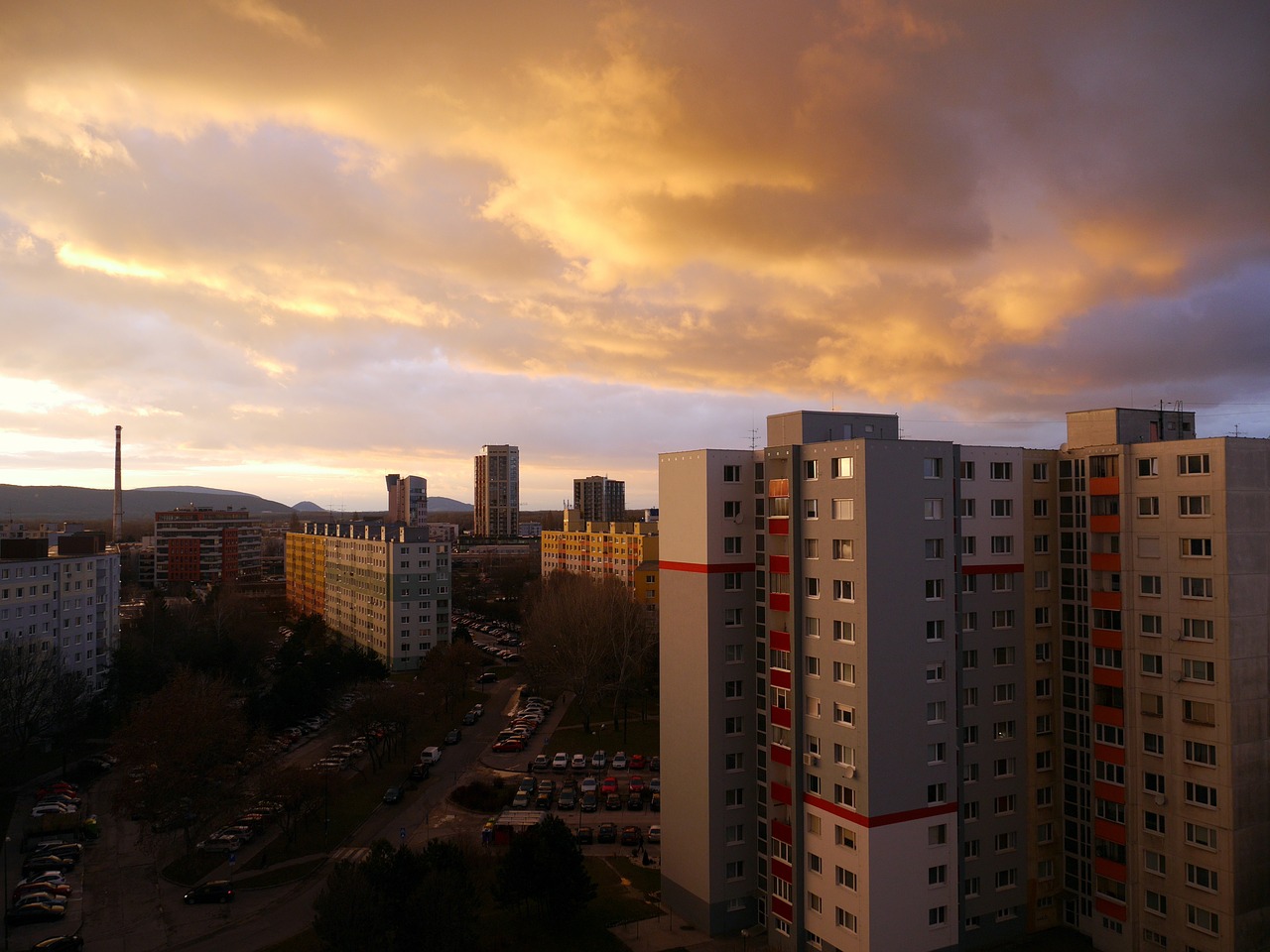 city the clouds the sky free photo