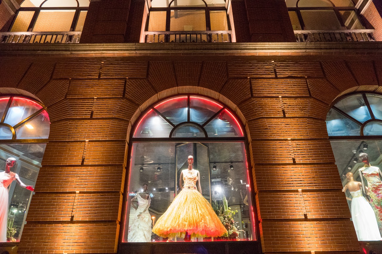 city display window evening free photo