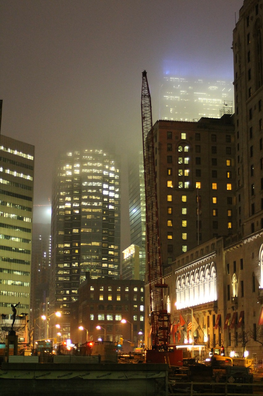city high rise at night free photo