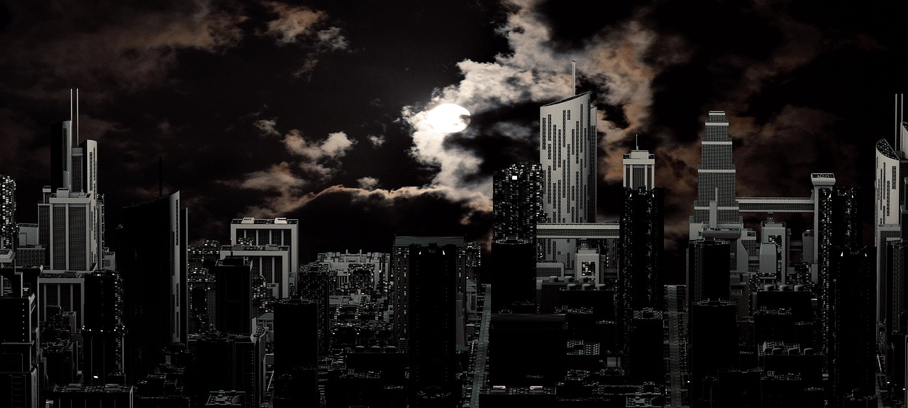 city night moon free photo