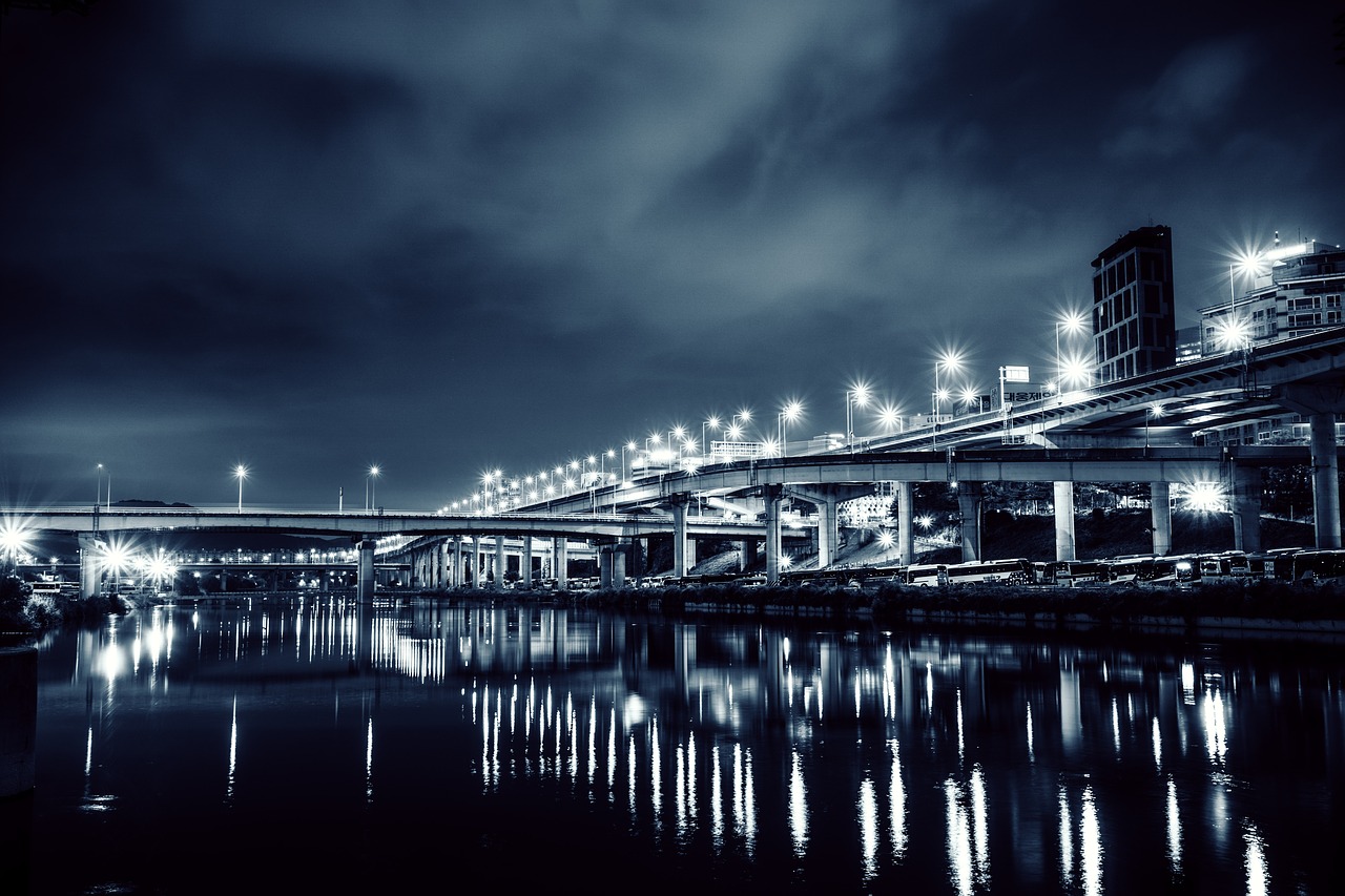 city  night  bridge free photo