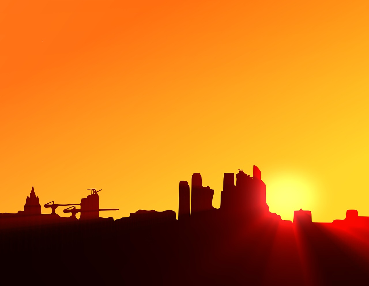 city sunset silhouette free photo