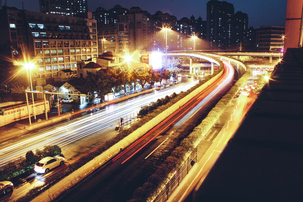 city night view street free photo