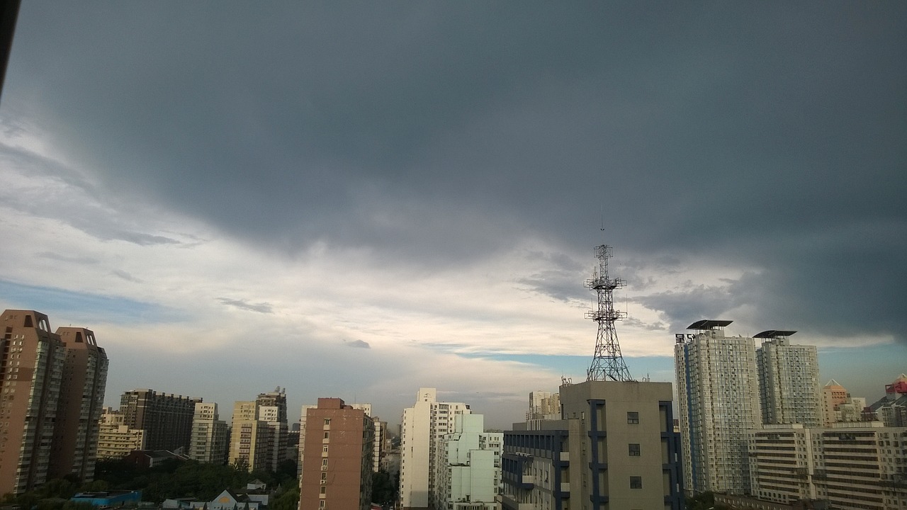 city dark clouds weather free photo