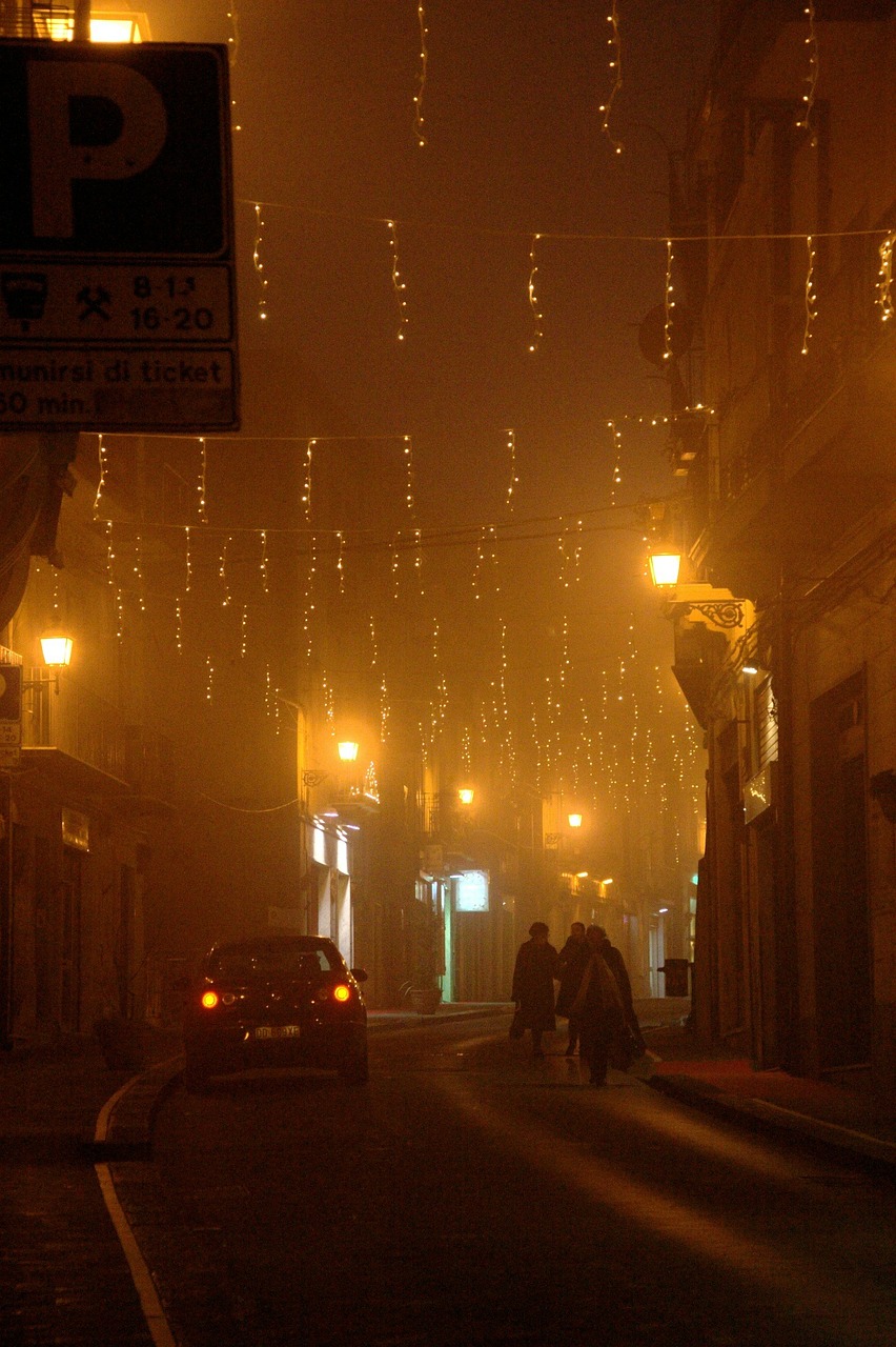 city night fog free photo