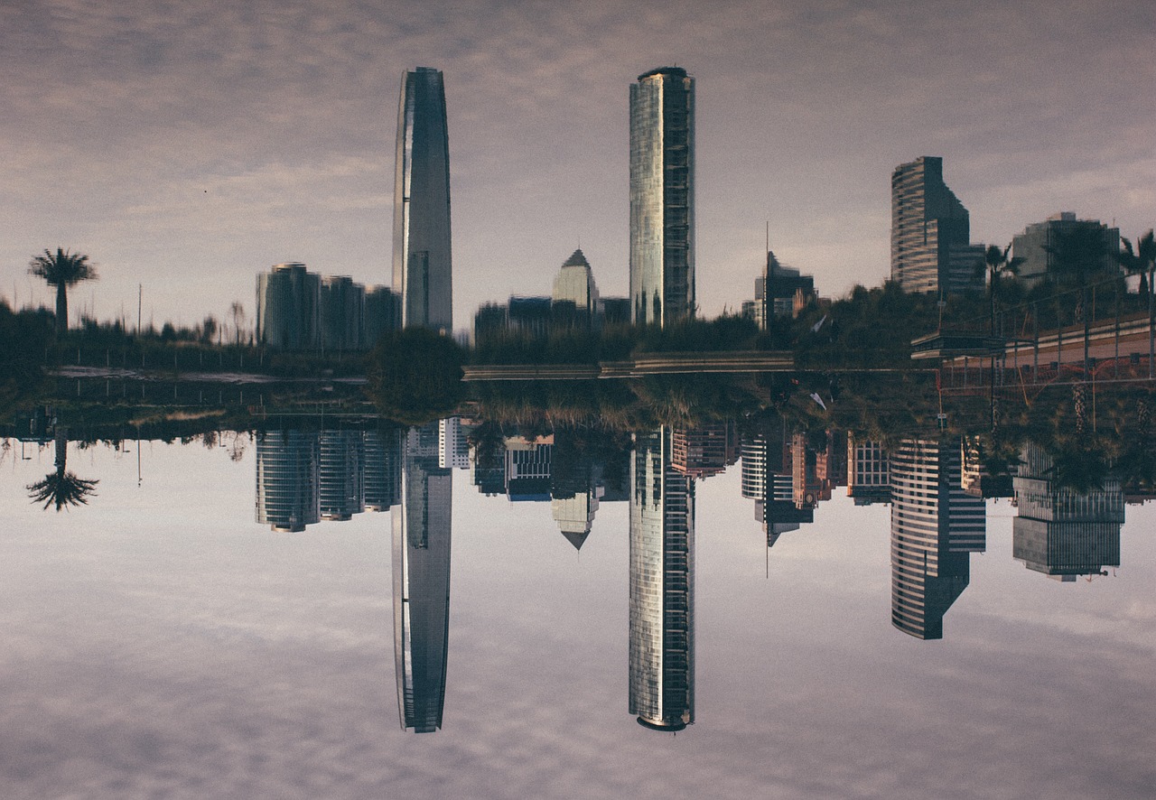 city skyscrapers reflection free photo