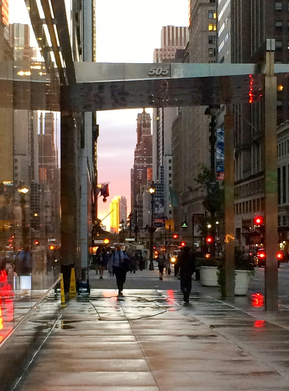 city sidewalk twilight urban free photo