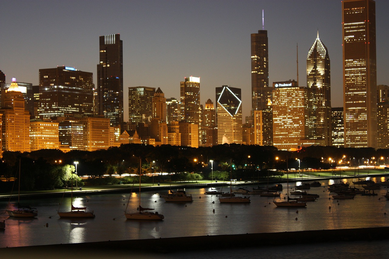 city skyline chicago downtown free photo