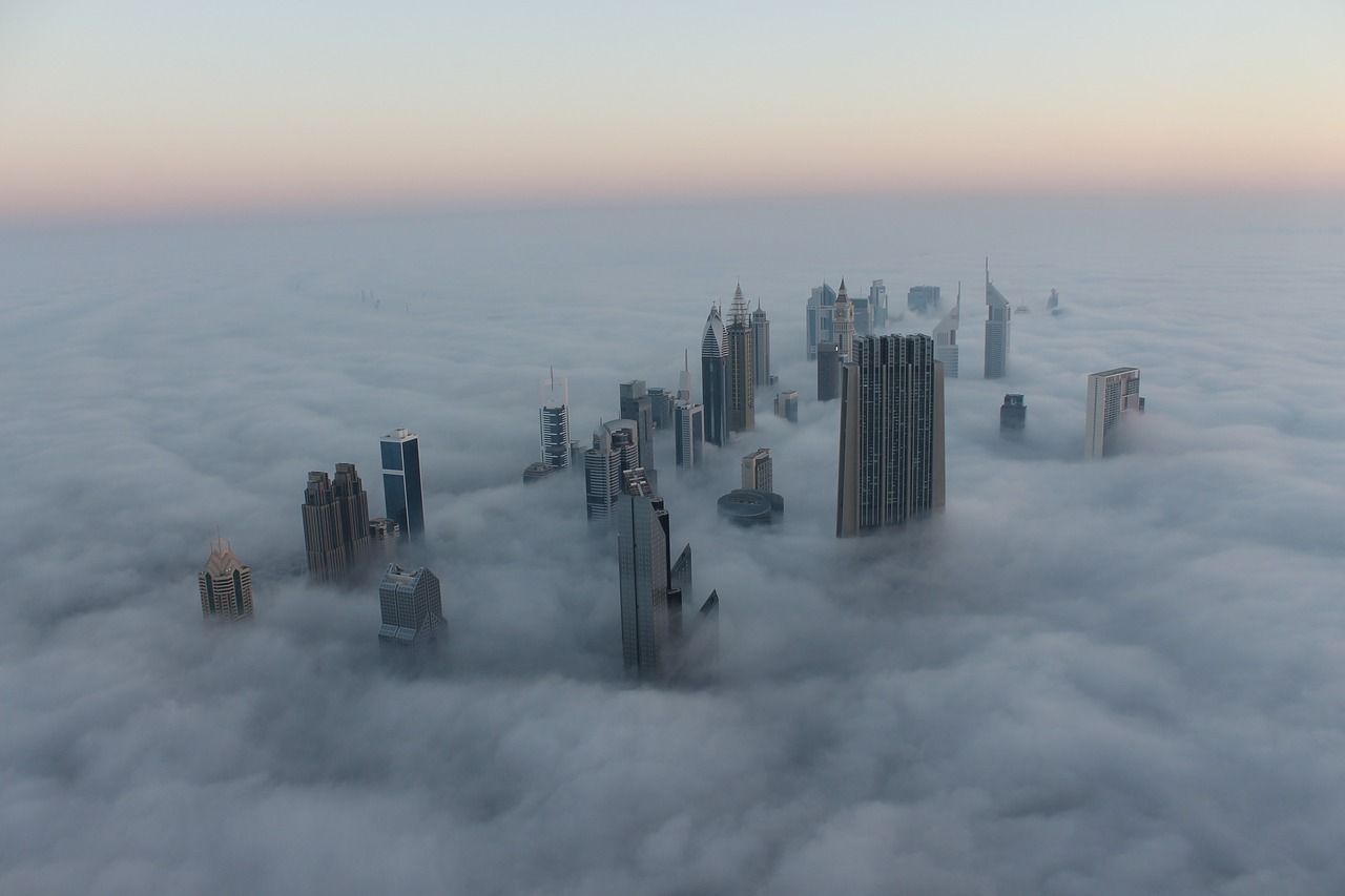 cityscape dubai fog free photo