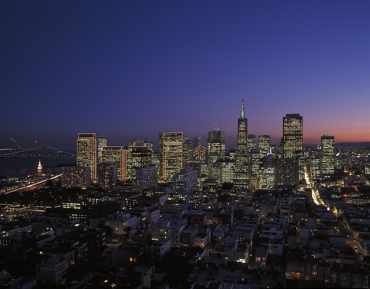 cityscape san francisco dusk free photo