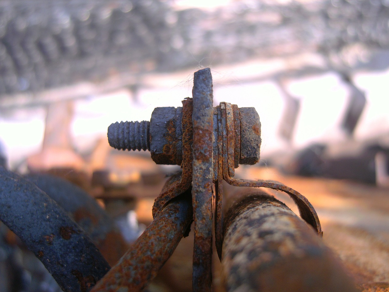 clamp iron bolt connection free photo