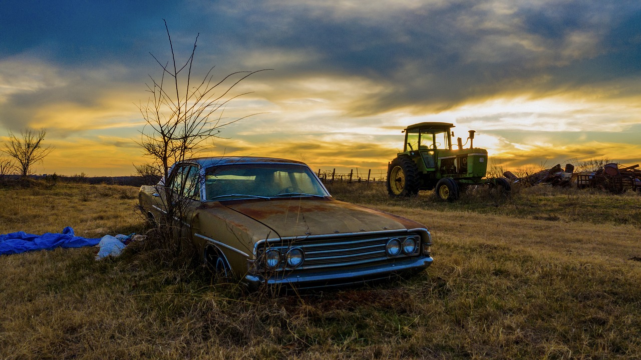 classic  car  sunset free photo