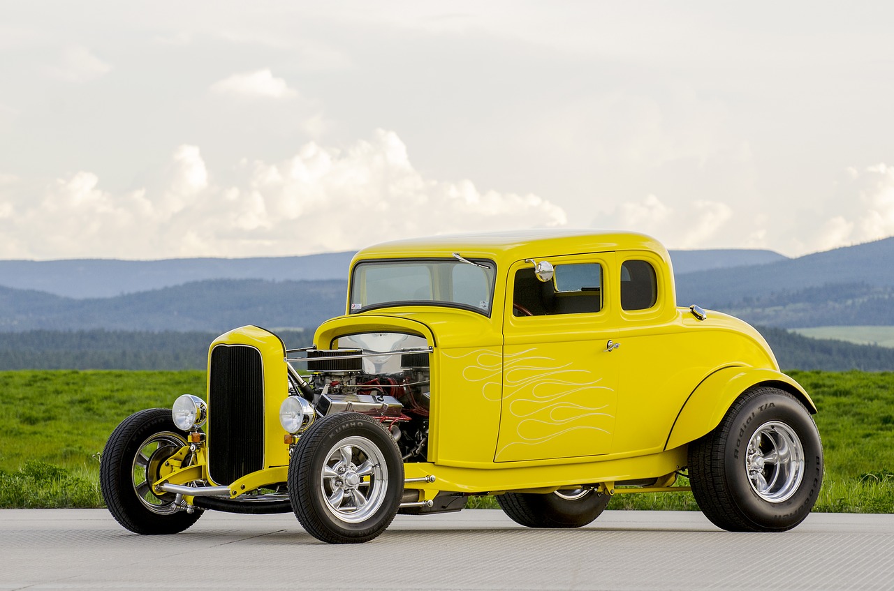 classic car yellow hot rod free photo