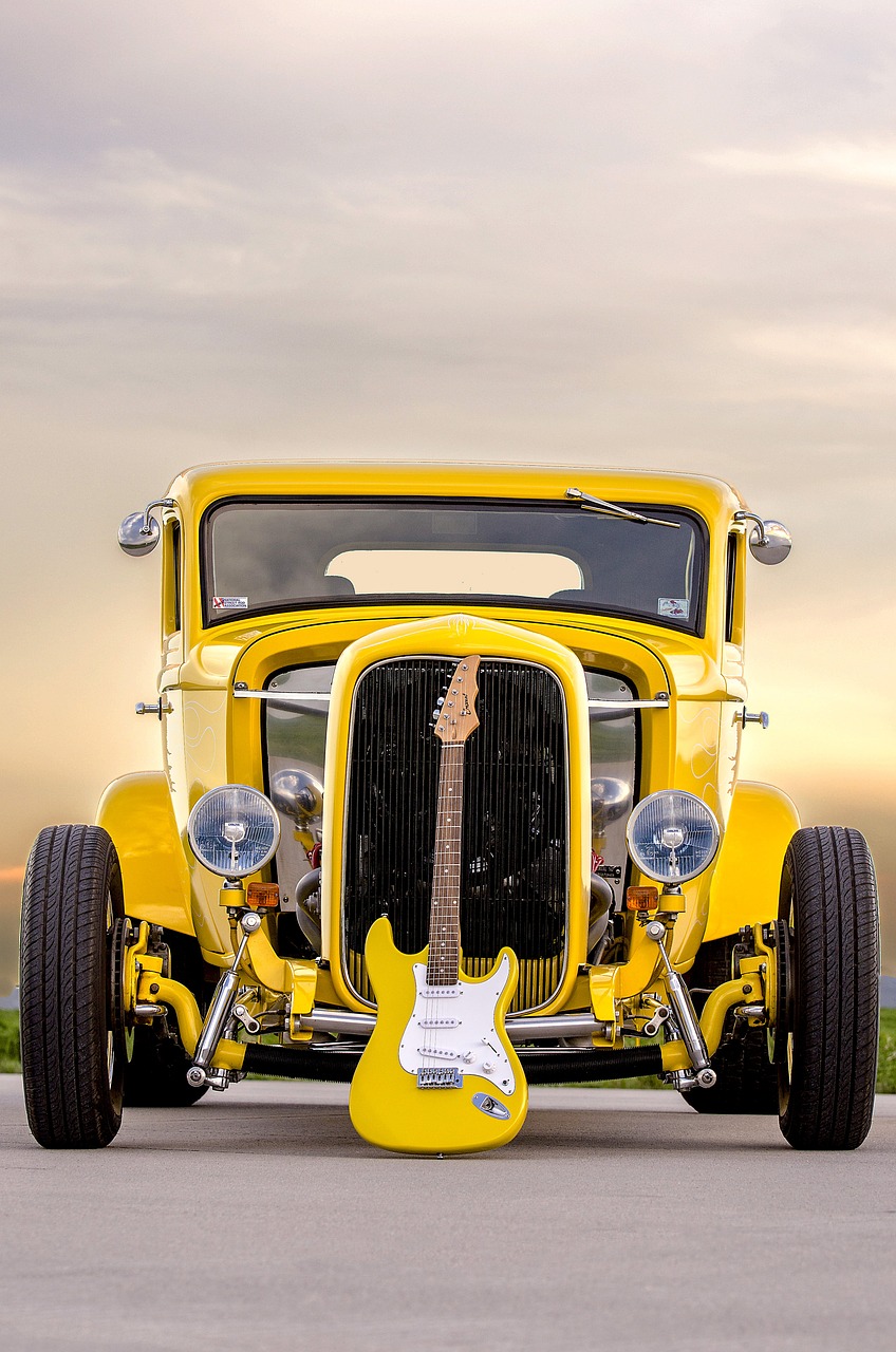 classic car electric guitar muscle car free photo