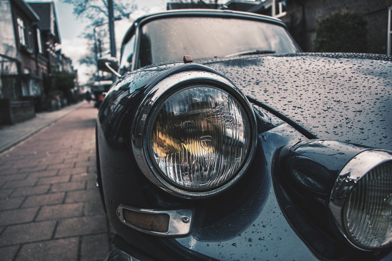 classic car headlight detail free photo
