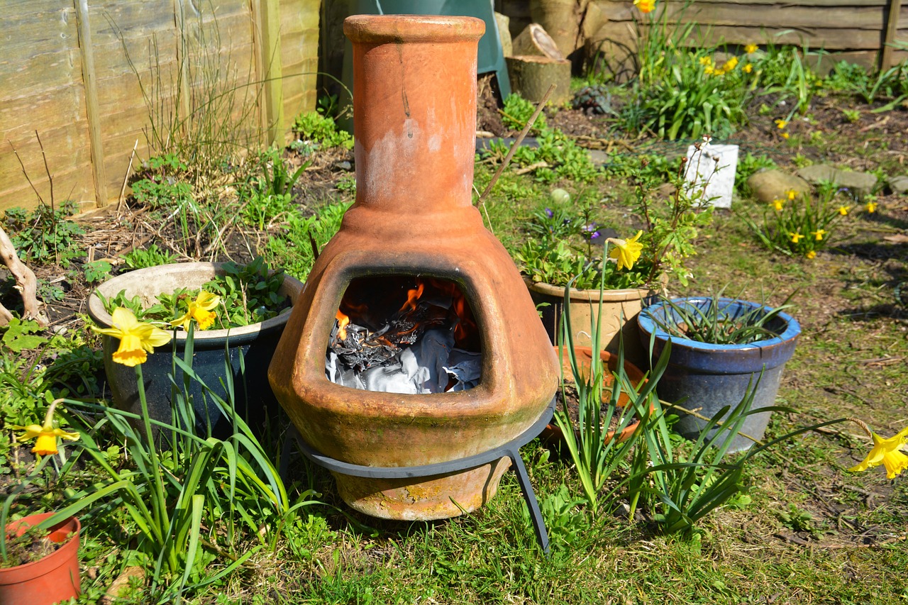clay fire pot stove garden free photo