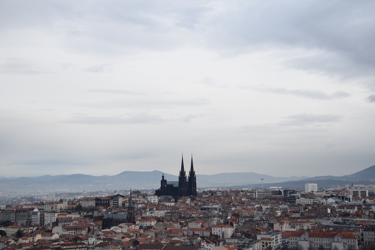 clermont-ferrand cathedral landscape free photo