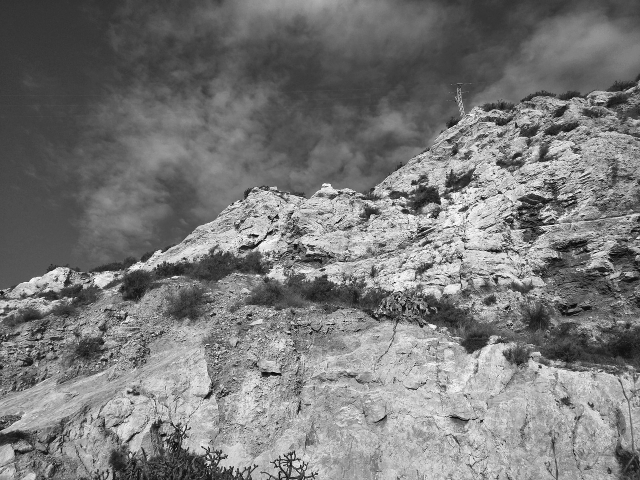 cliff sky pylon free photo