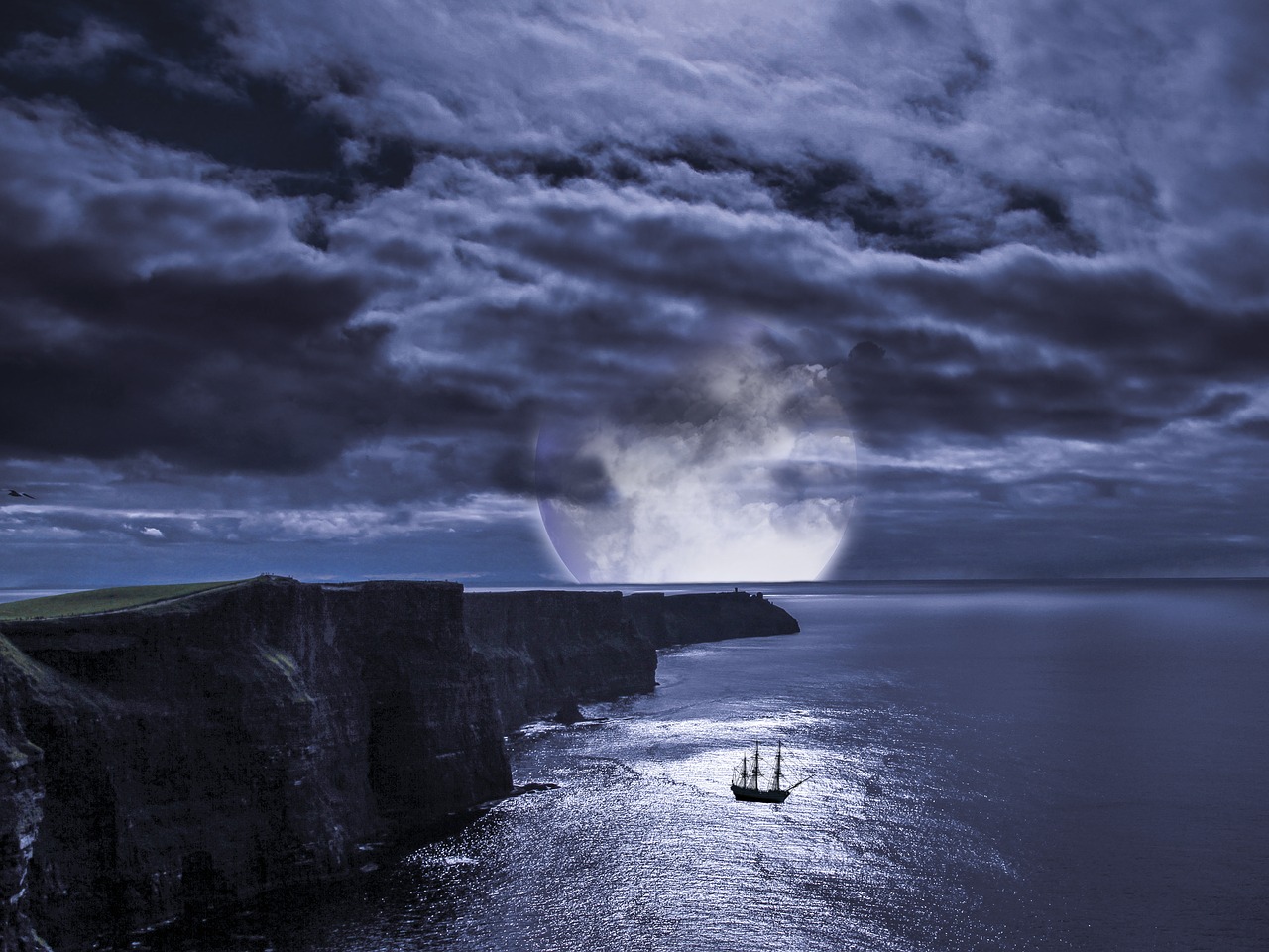 cliffs ireland sailing vessel free photo