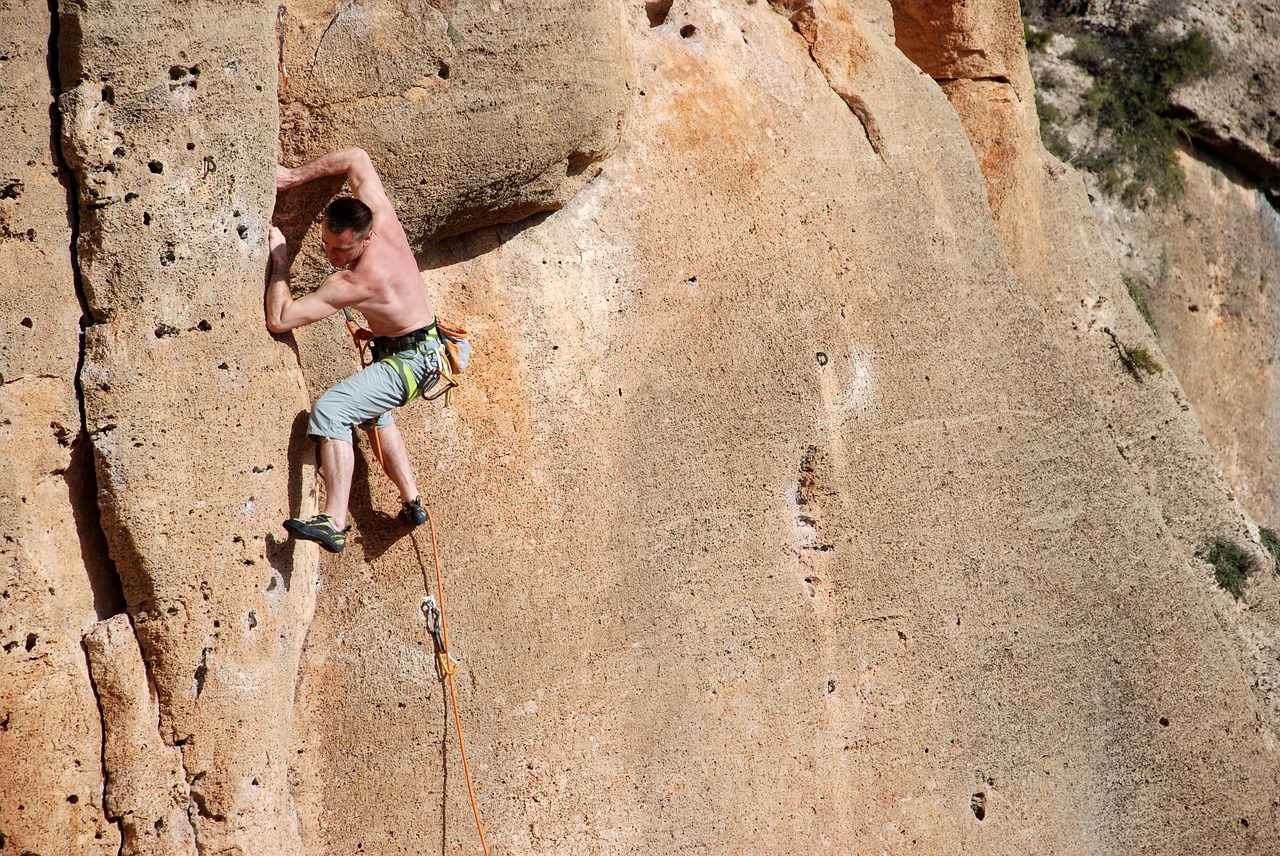 climbing rope rocks free photo