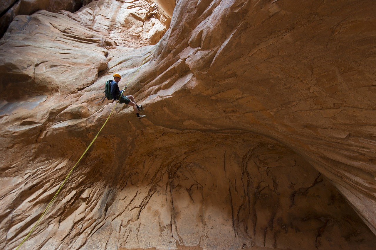 climbing rappelling canyoneering free photo