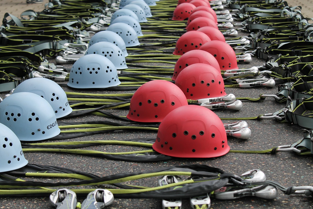 climbing helmets climbing equipment climbing harness free photo