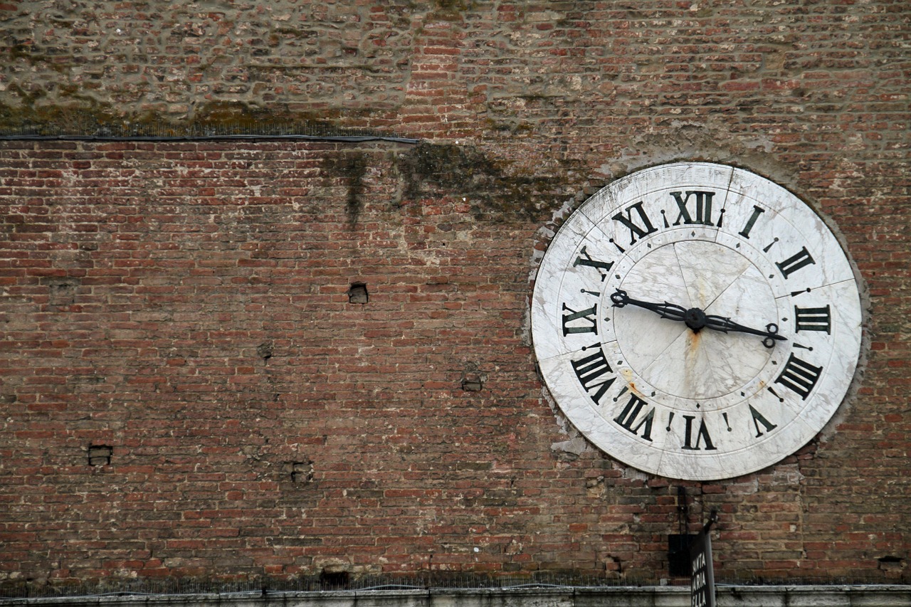 clock wall clock brick wall free photo