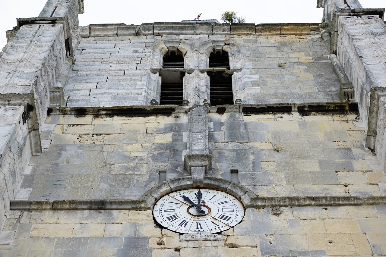 clock church le havre free photo
