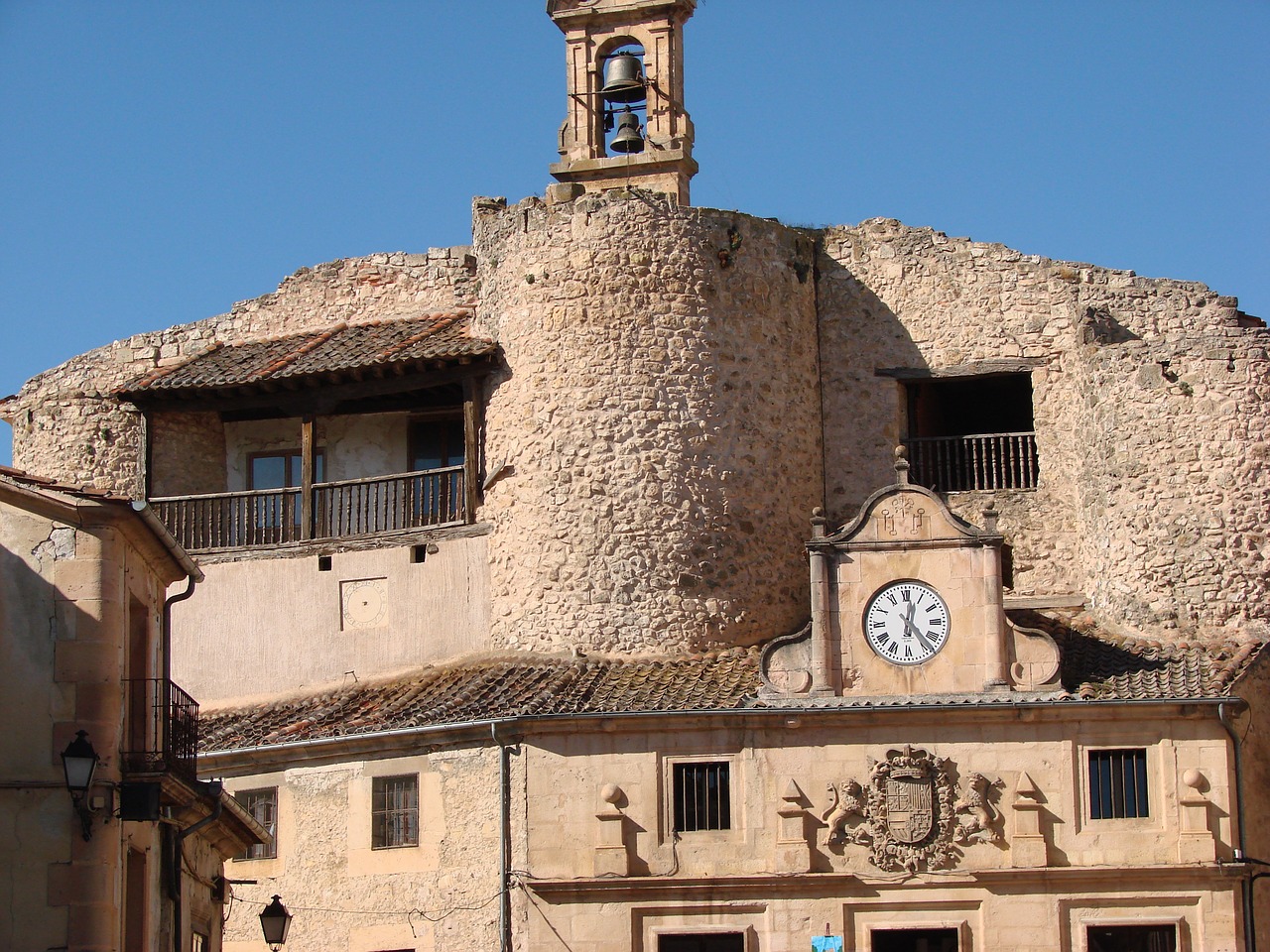 clock bell tower construction in stone free photo