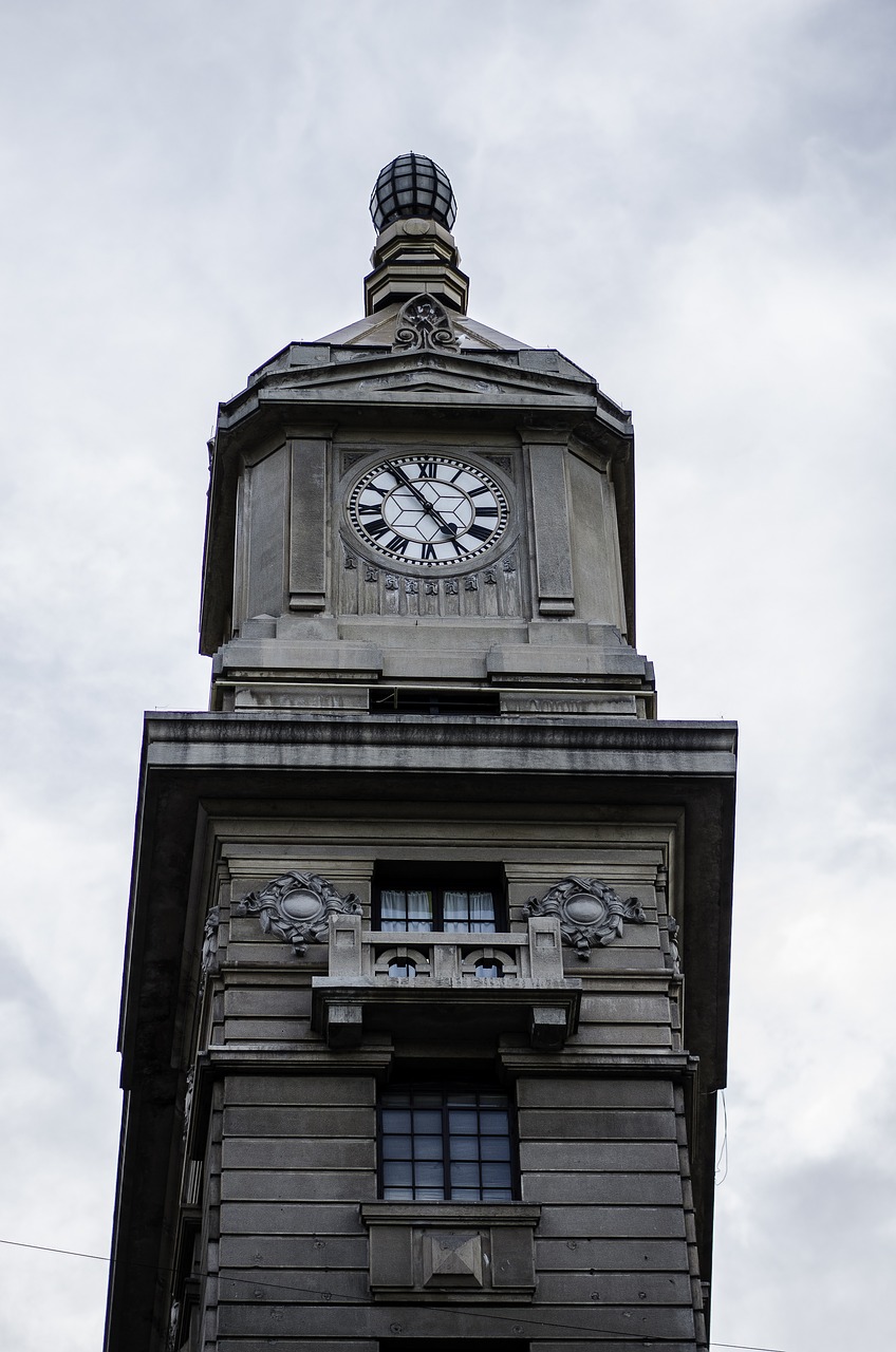 clock architecture blue sky free photo