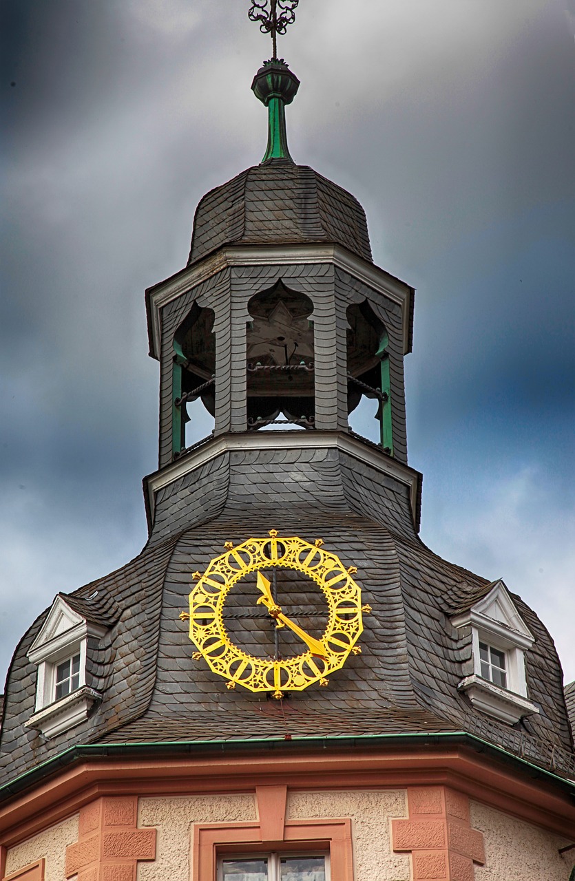 clock golden tower free photo