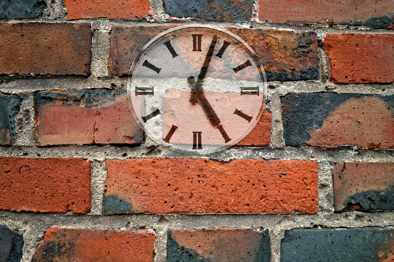 clock wall brick wall free photo
