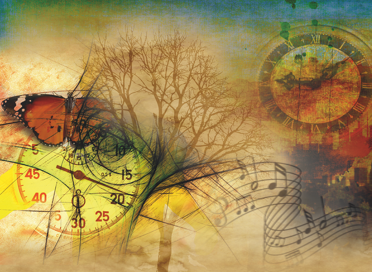 clock butterfly music free photo