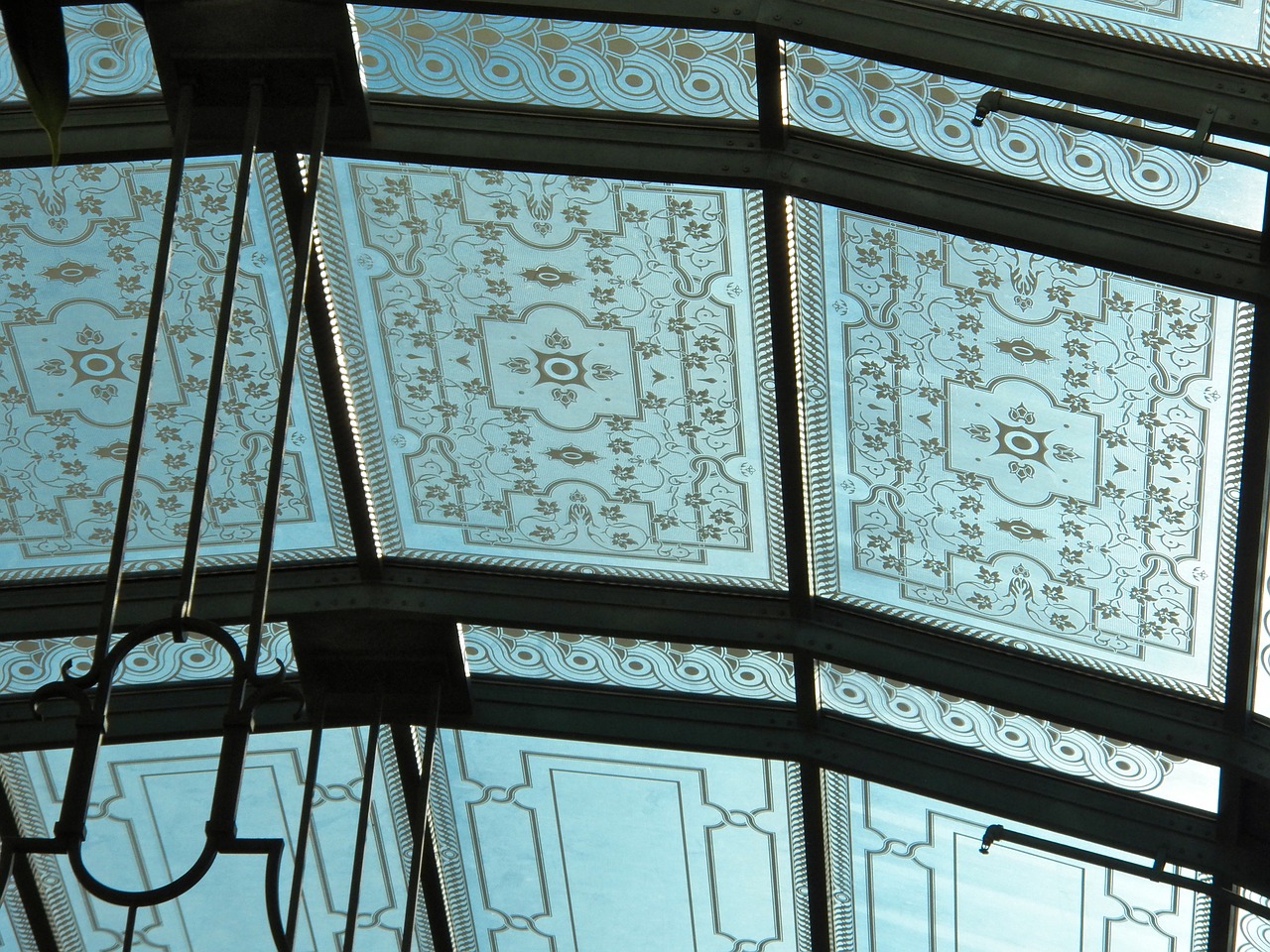 close up ceiling stain glass ceiling ornate roof free photo