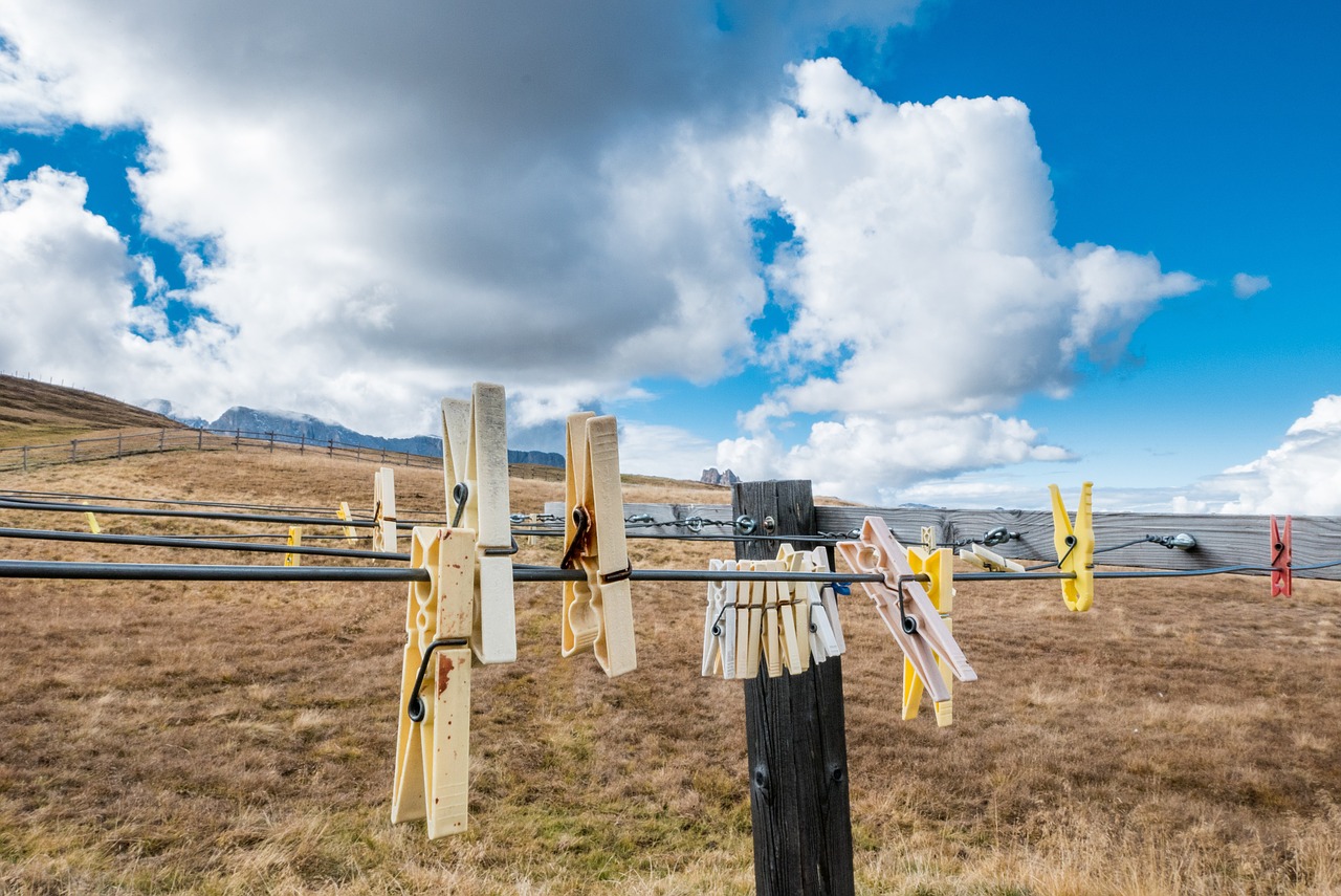 clothespins clothes line clouds free photo