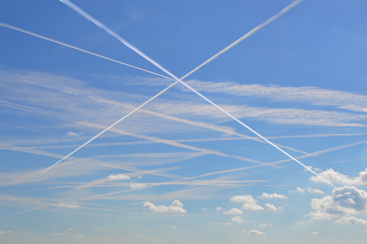 contrail sky clouds free photo