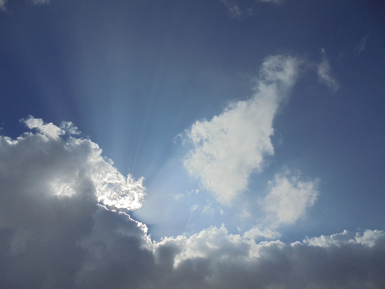 clouds sunbeams rays free photo