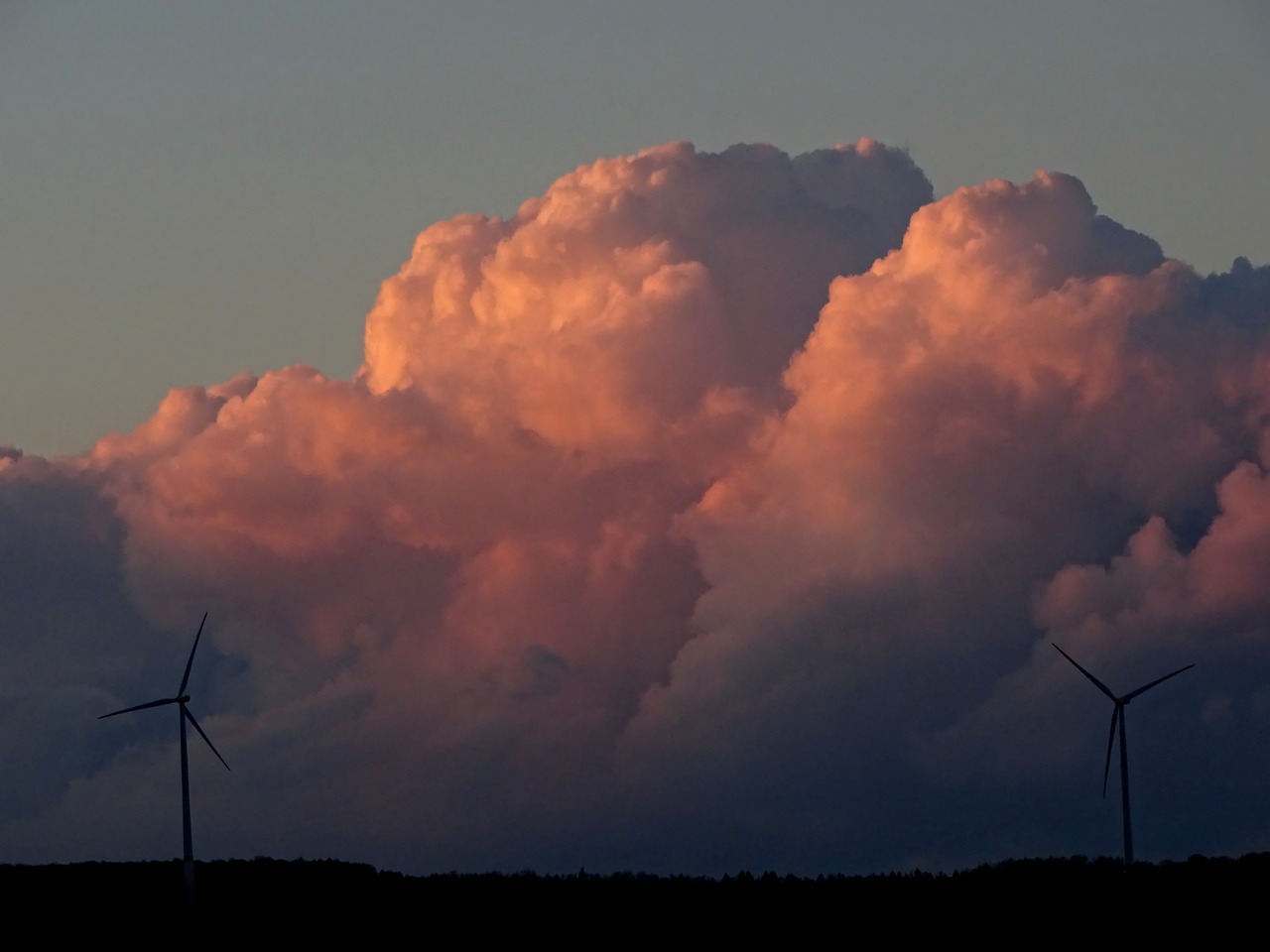 clouds wind power windräder free photo