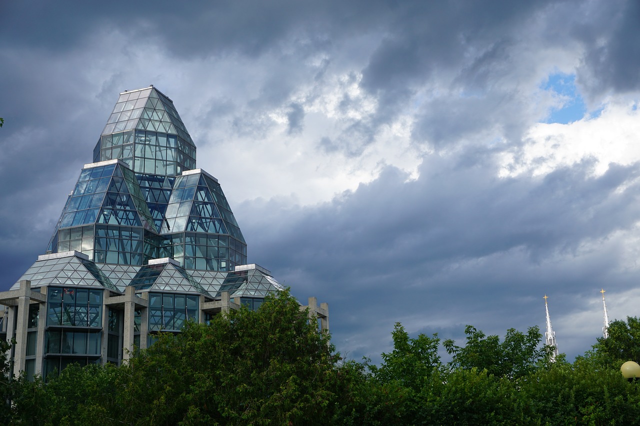 clouds glass building free photo