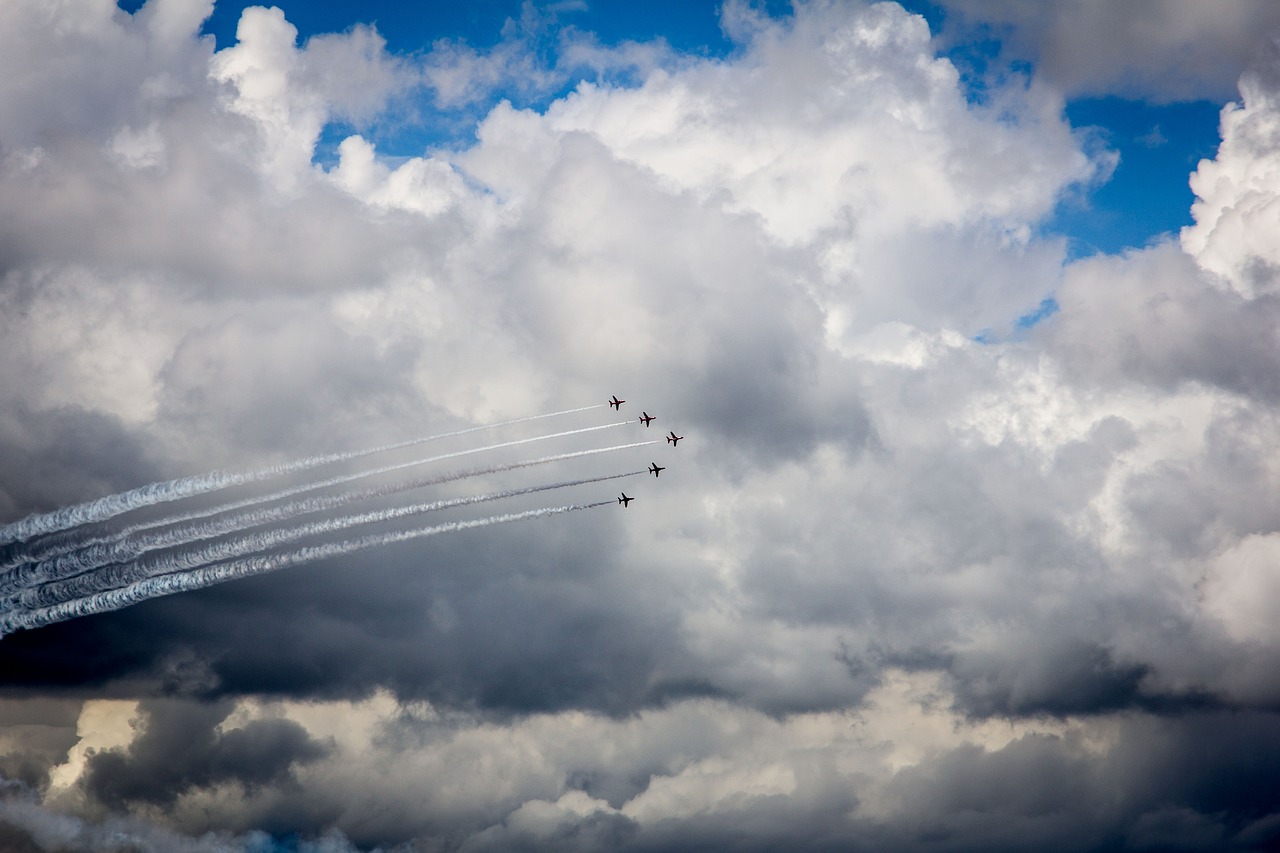 clouds blue sky red arrows free photo