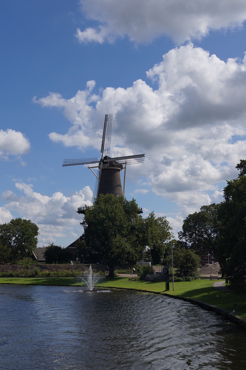 clouds windmill leiden free photo