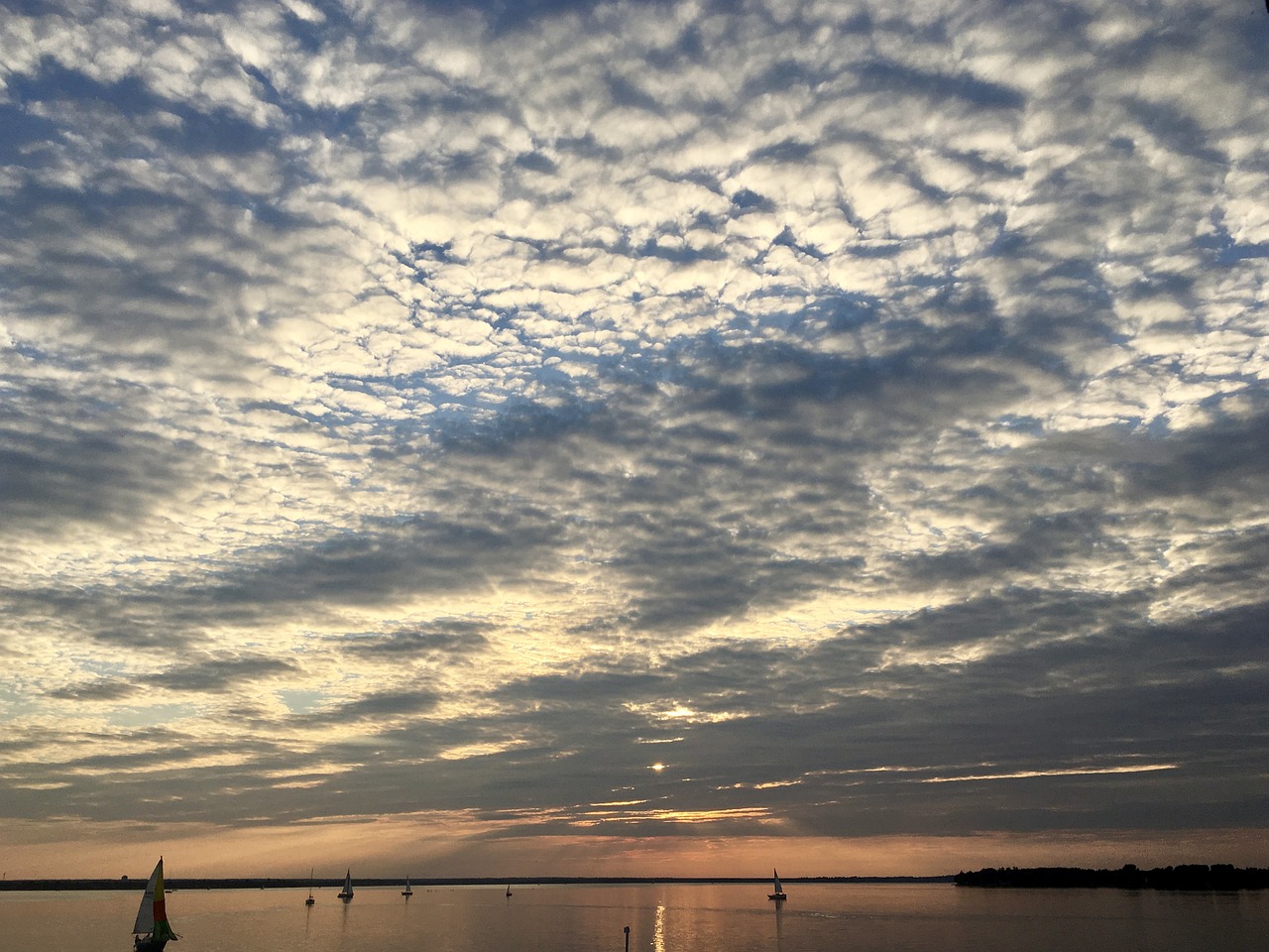 clouds sunset sailboat free photo