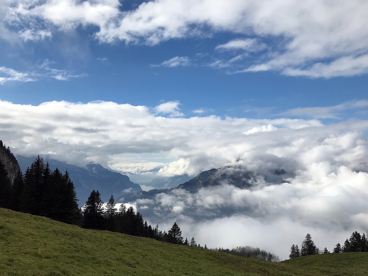 clouds mountains fog free photo