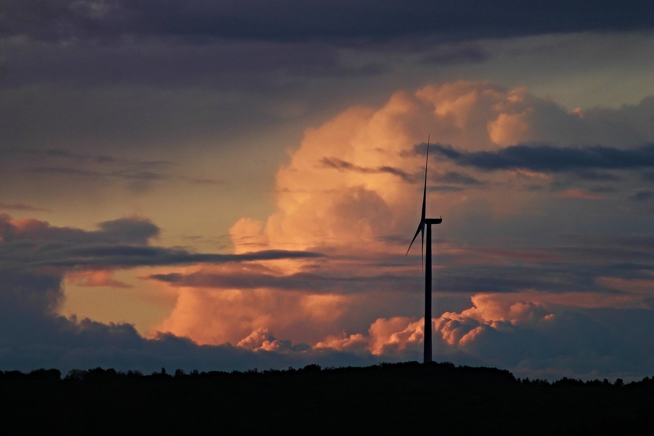 clouds wind power pinwheel free photo