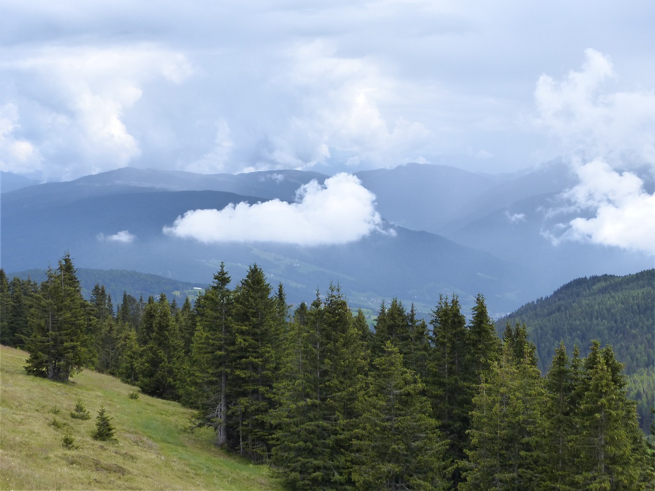 clouds mountains forest free photo