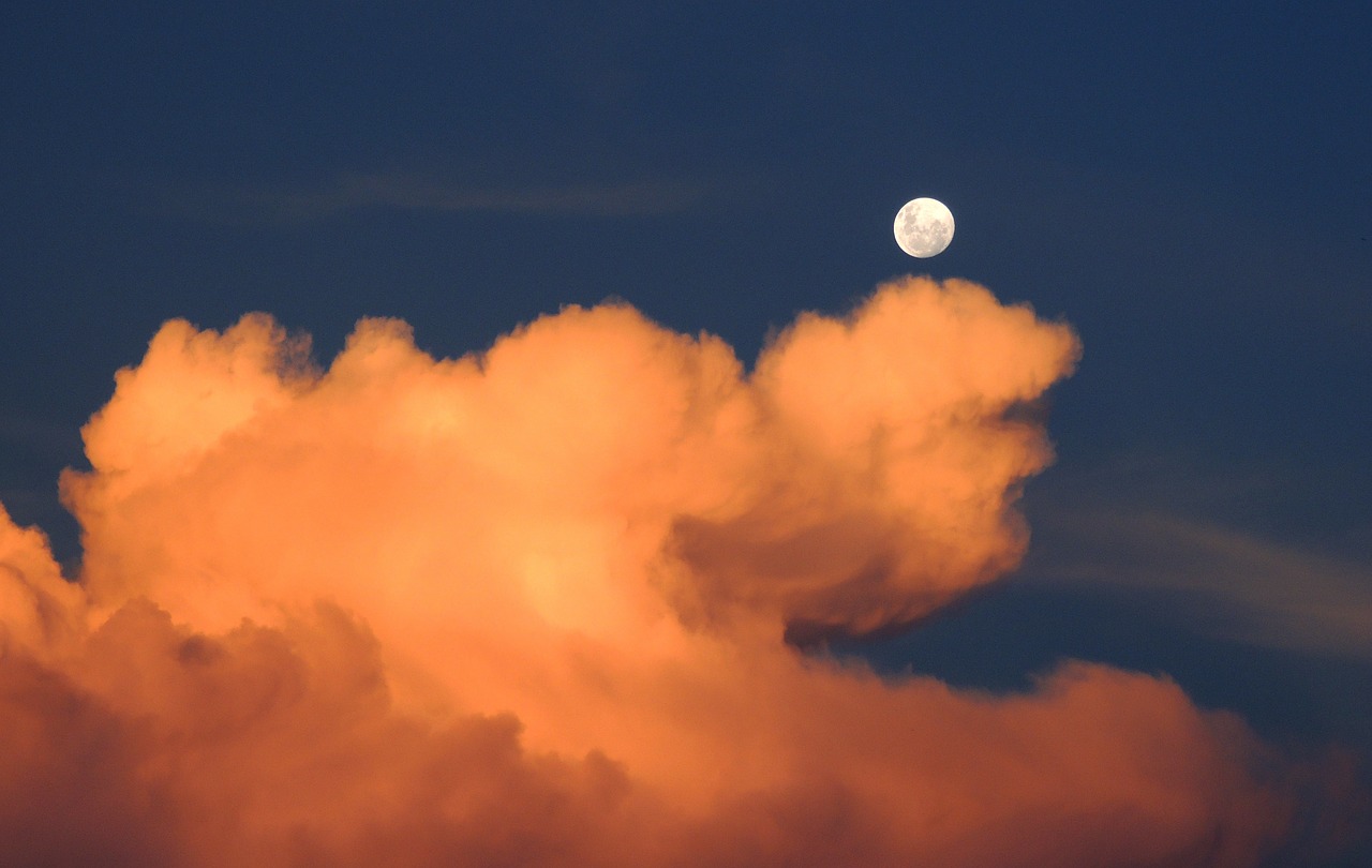 clouds moon sky free photo