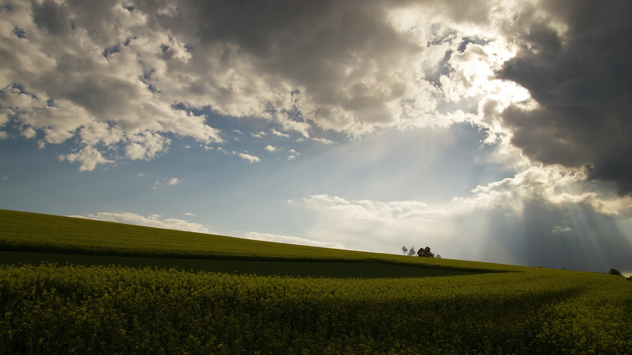 clouds sunset sky beams free photo