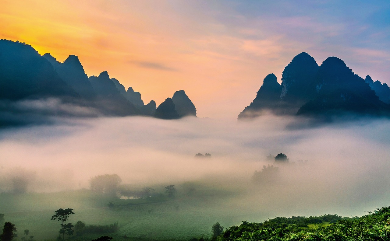 clouds  vietnam landscape  dawn free photo