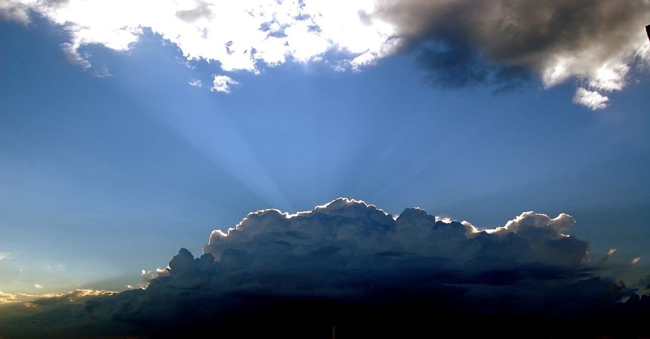 clouds the rays the sun free photo