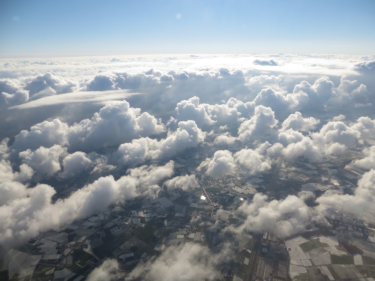 clouds top view plane free photo
